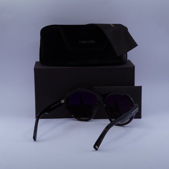 Tom Ford FT1113 52G Inger Round Sunglasses - Dark Havana/Brown Mirror main image 8